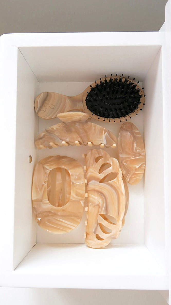 FRENCH BARRETTE - BEIGE CHIFFON