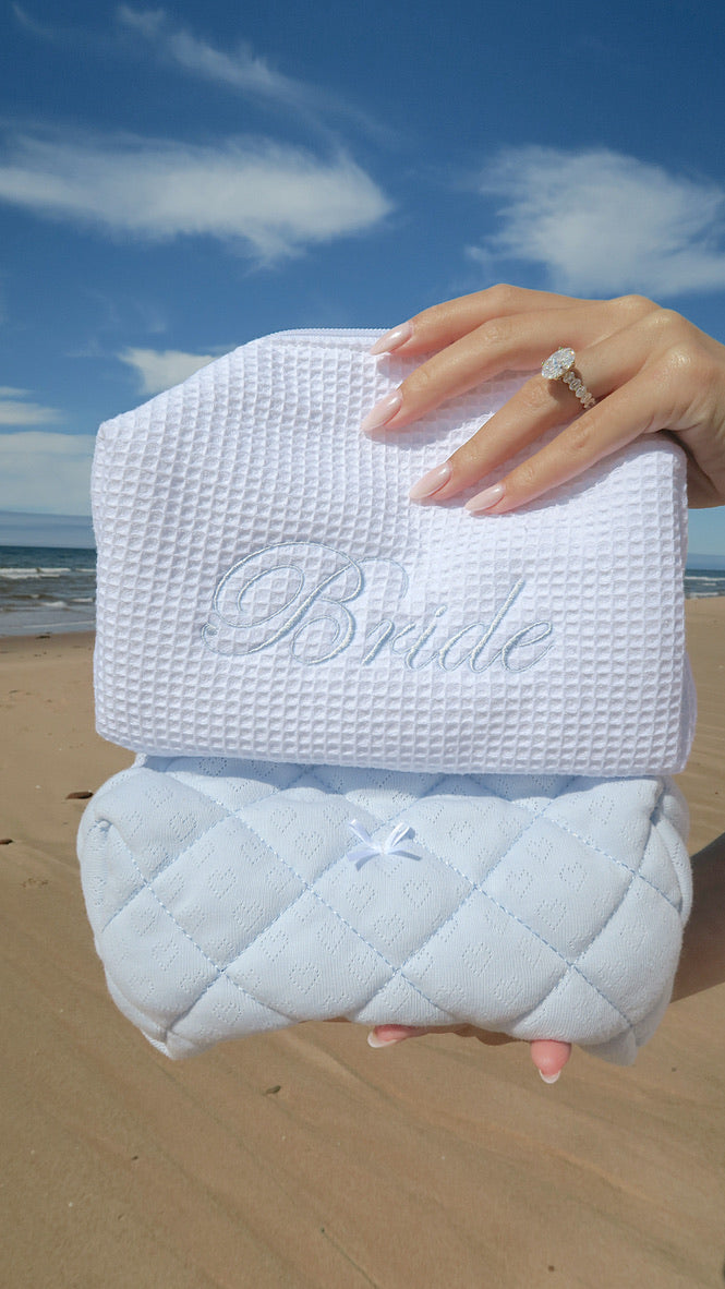 MEDIUM WAFFLE MAKEUP BAG - BRIDE