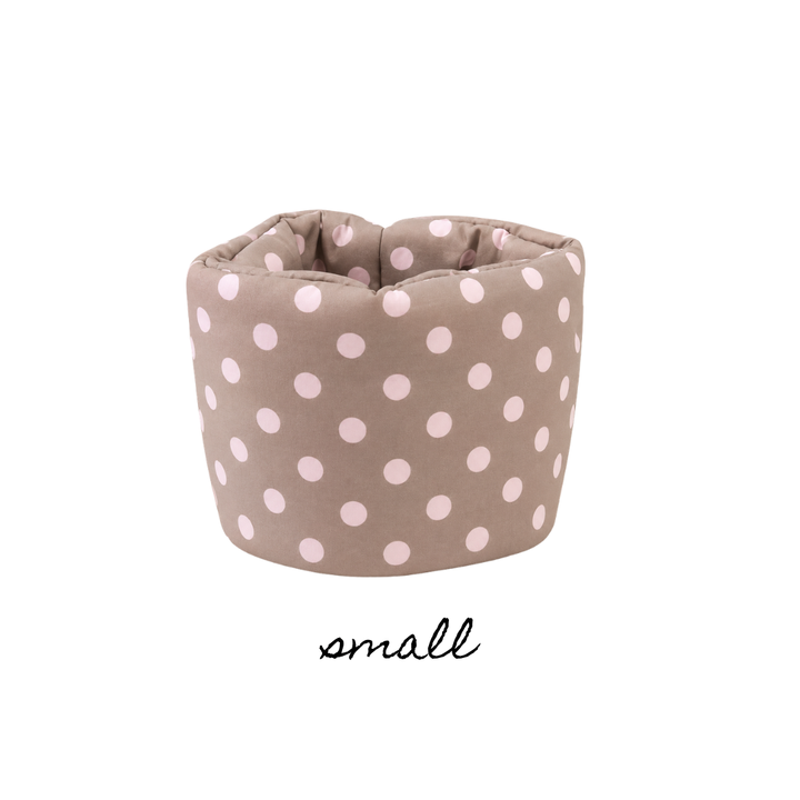 SMALL PUFF BUCKET ORGANIZER - PINK POLKADOT