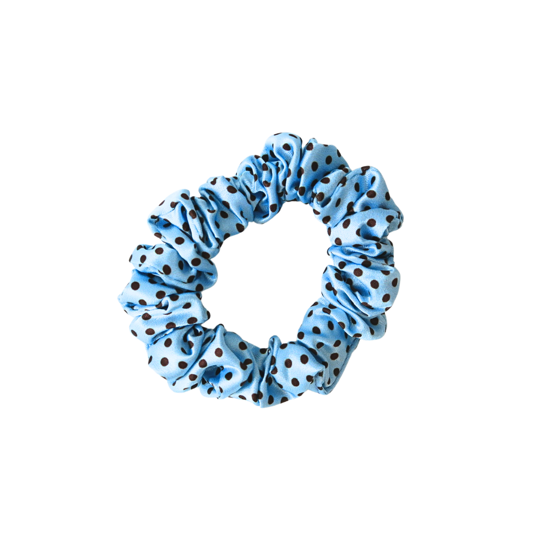 BLUE POLKADOT - Silk Skinny Scrunchie