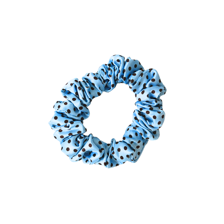 BLUE POLKADOT - Silk Skinny Scrunchie