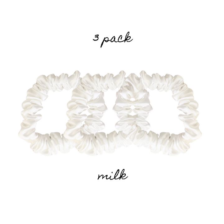 3 PACK OF SILK HAIR TIES - MILK