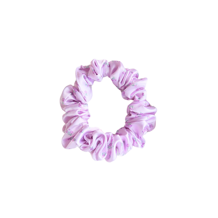 DAINTY PURPLE FLORAL - Silk Skinny Scrunchie