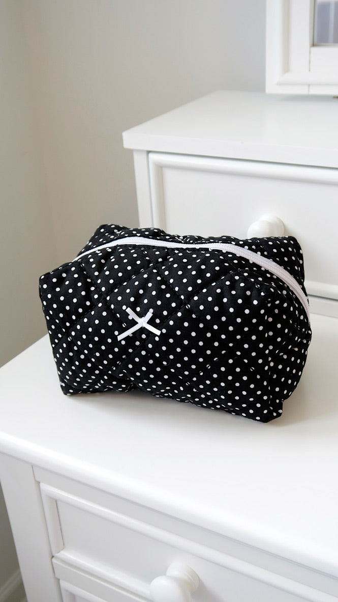 SMALL MAKEUP BAG - BLACK POLKADOT