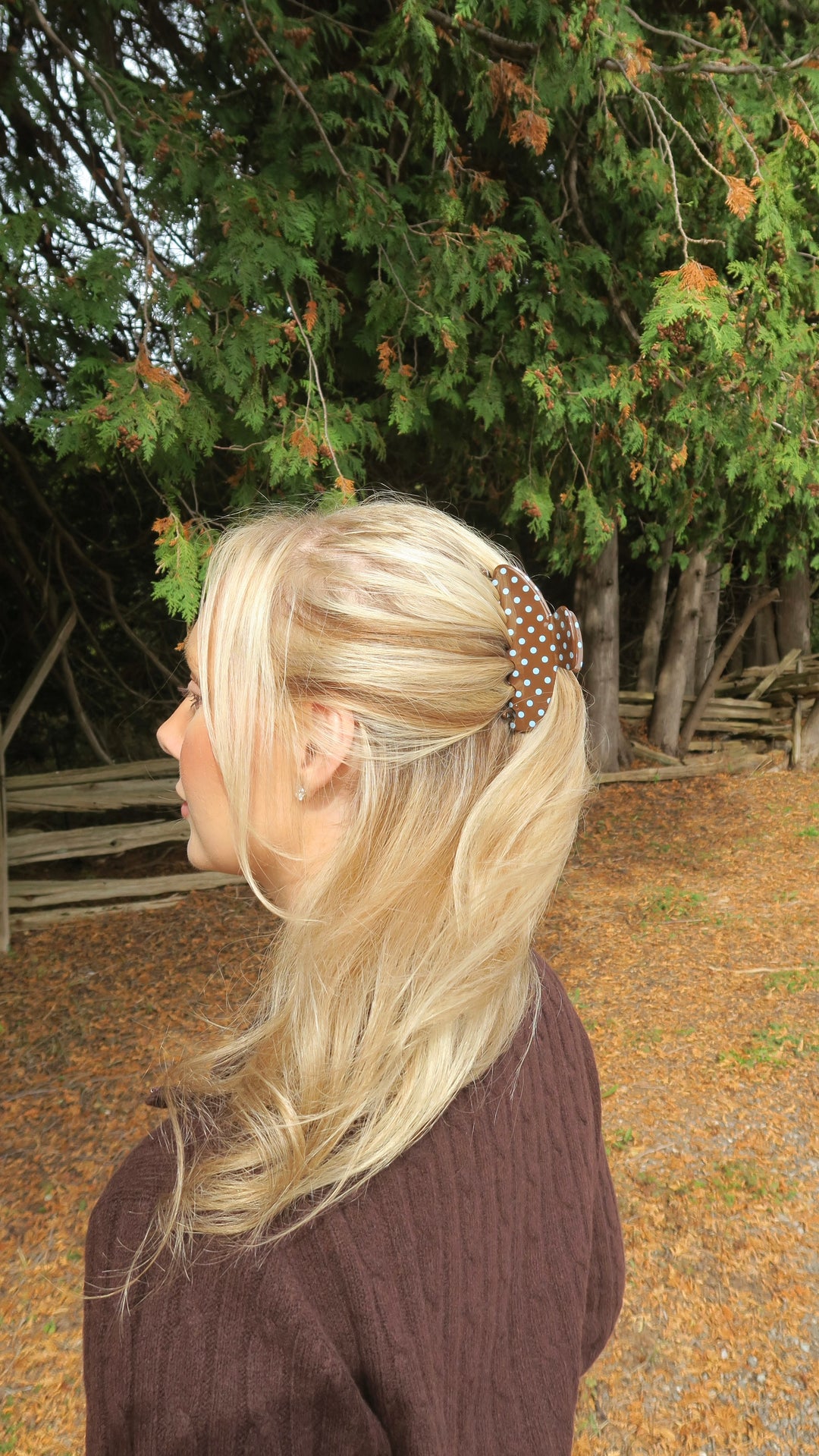 ROUNDED CLAW CLIP - TOASTED POLKADOT