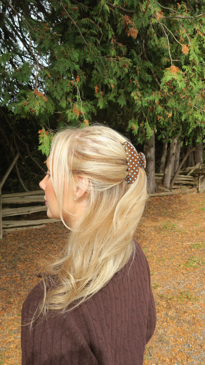 ROUNDED CLAW CLIP - TOASTED POLKADOT
