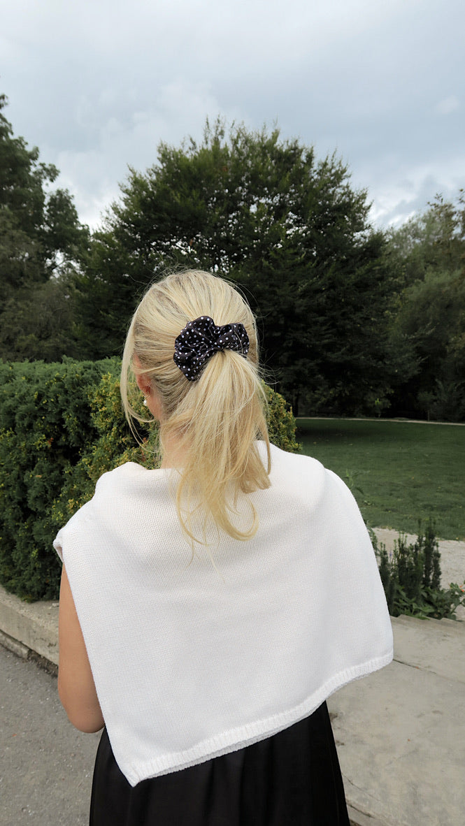 BLACK POLKADOT - Printed Silk Scrunchie