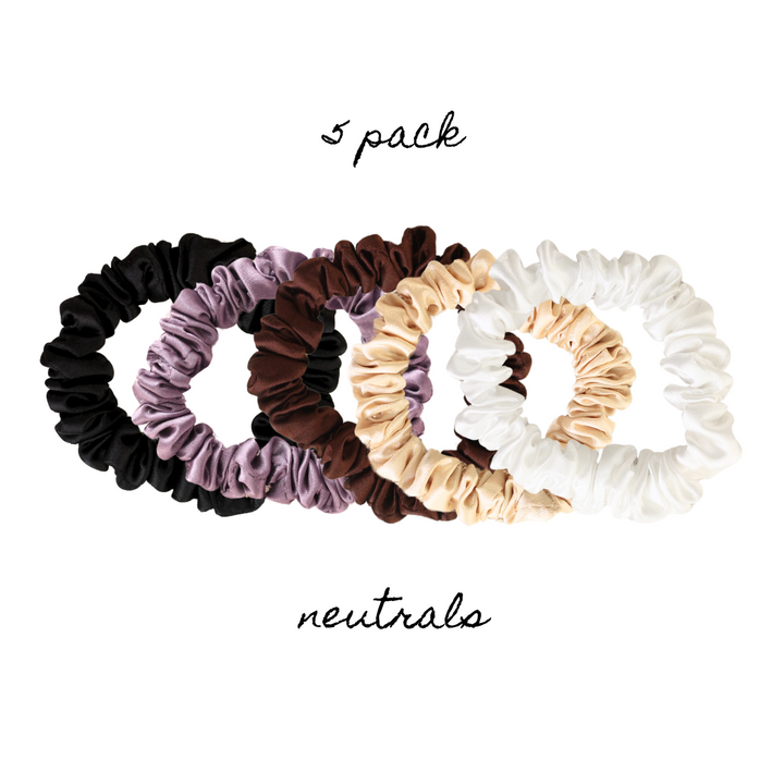 5 PACK OF SILK HAIR TIES - NEUTRALS