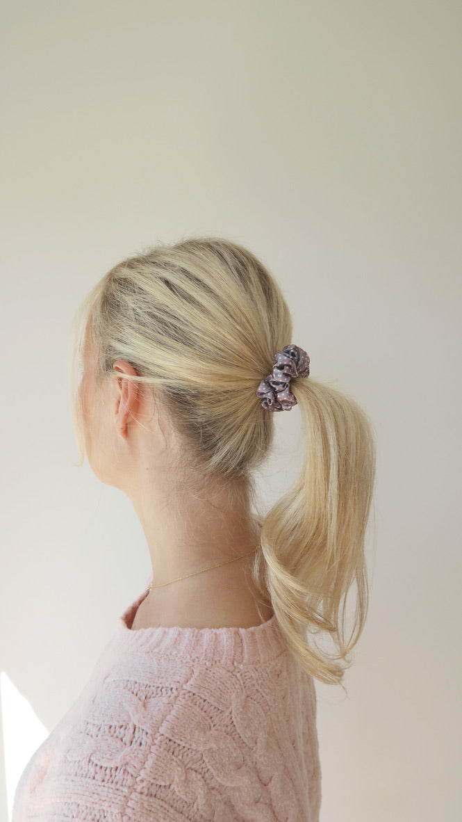 BROWN POLKADOT - Silk Skinny Scrunchie