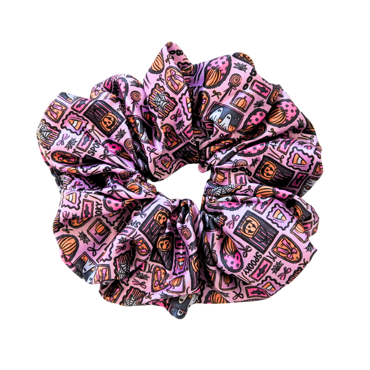 SPOOKY DOODLES - Printed Silk Scrunchie