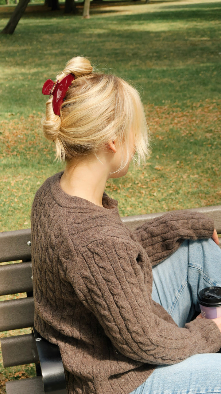 ROUNDED CLAW CLIP - BURGUNDY