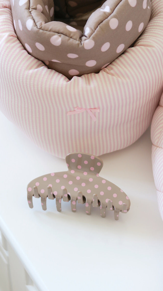 ROUNDED CLAW CLIP - PINK POLKADOT