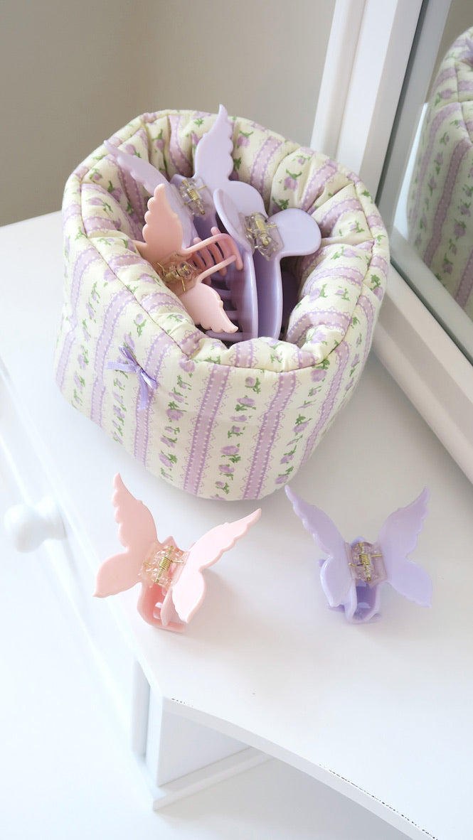 SMALL PUFF BUCKET ORGANIZER - LAVENDER GARDEN