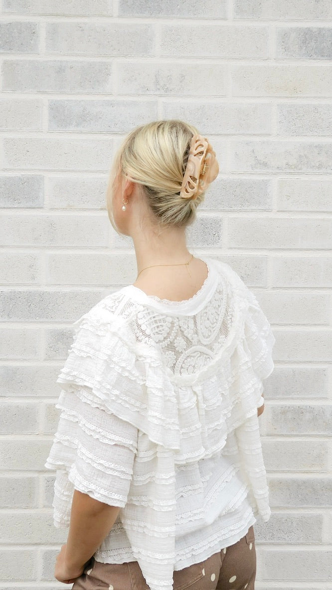 HEIRLOOM CLIP - BEIGE CHIFFON