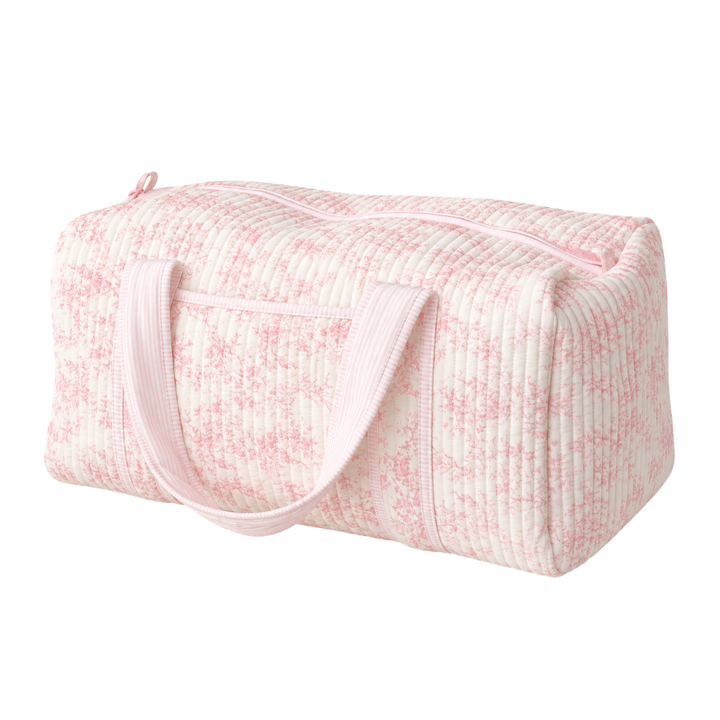 QUILTED WEEKEND DUFFEL BAG - PINK TOILE