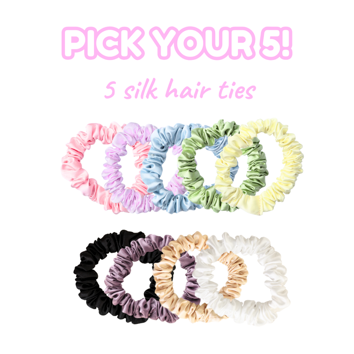 CUSTOM SILK HAIR TIE PACK (5)