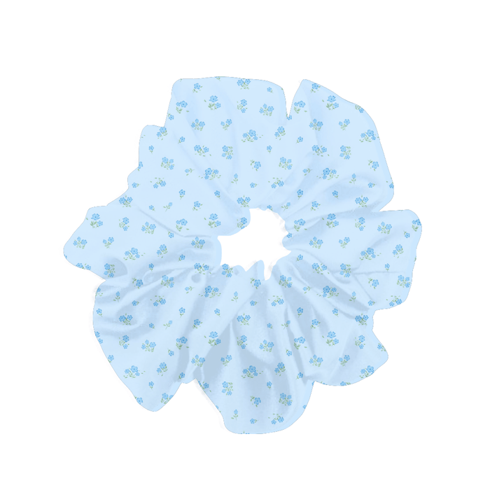 DAINTY BLUE FLORAL - Printed Silk Scrunchie - Beyond Scrunchies