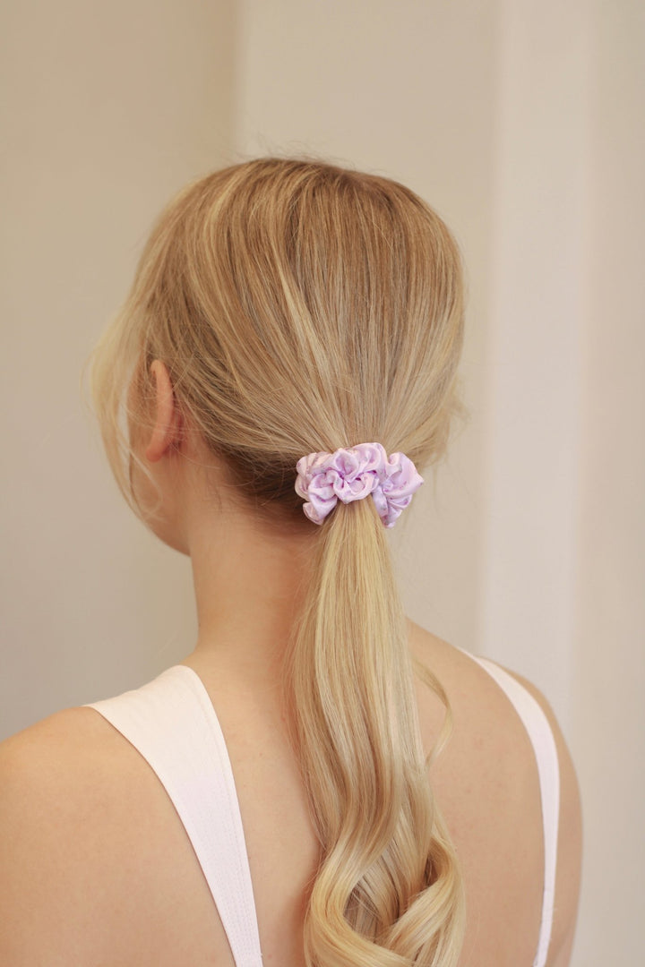 DAINTY PURPLE FLORAL - Silk Skinny Scrunchie - Beyond Scrunchies