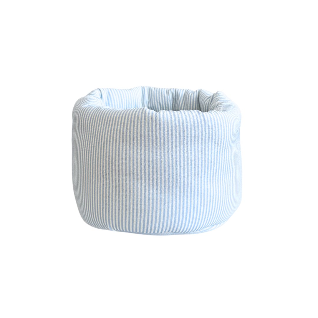 LARGE PUFF BUCKET ORGANIZER - BLUE STRIPES - Beyond Scrunchies