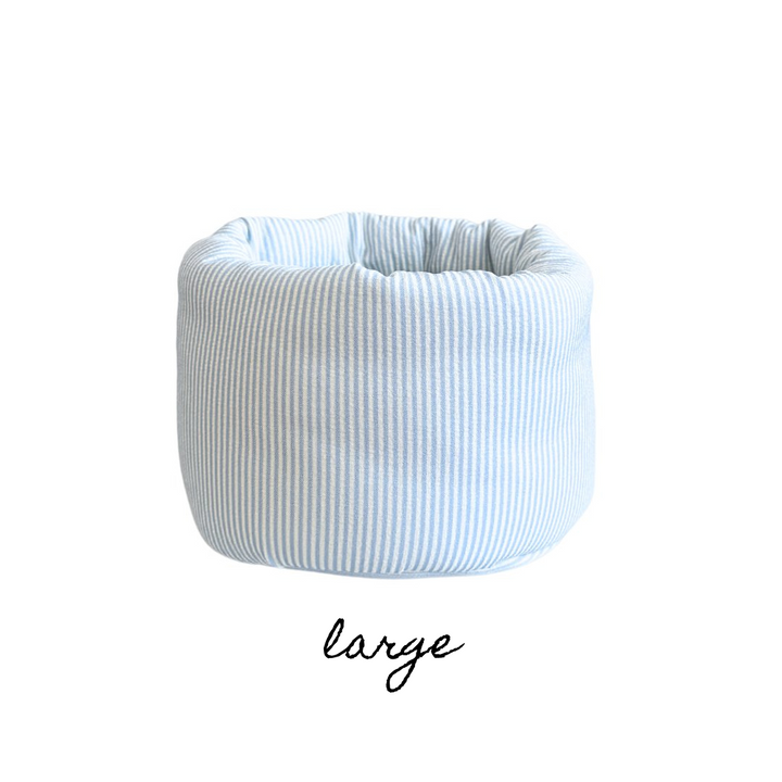 LARGE PUFF BUCKET ORGANIZER - BLUE STRIPES