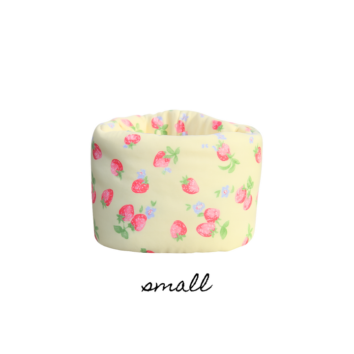 SMALL PUFF BUCKET ORGANIZER - YELLOW STRAWBERRY