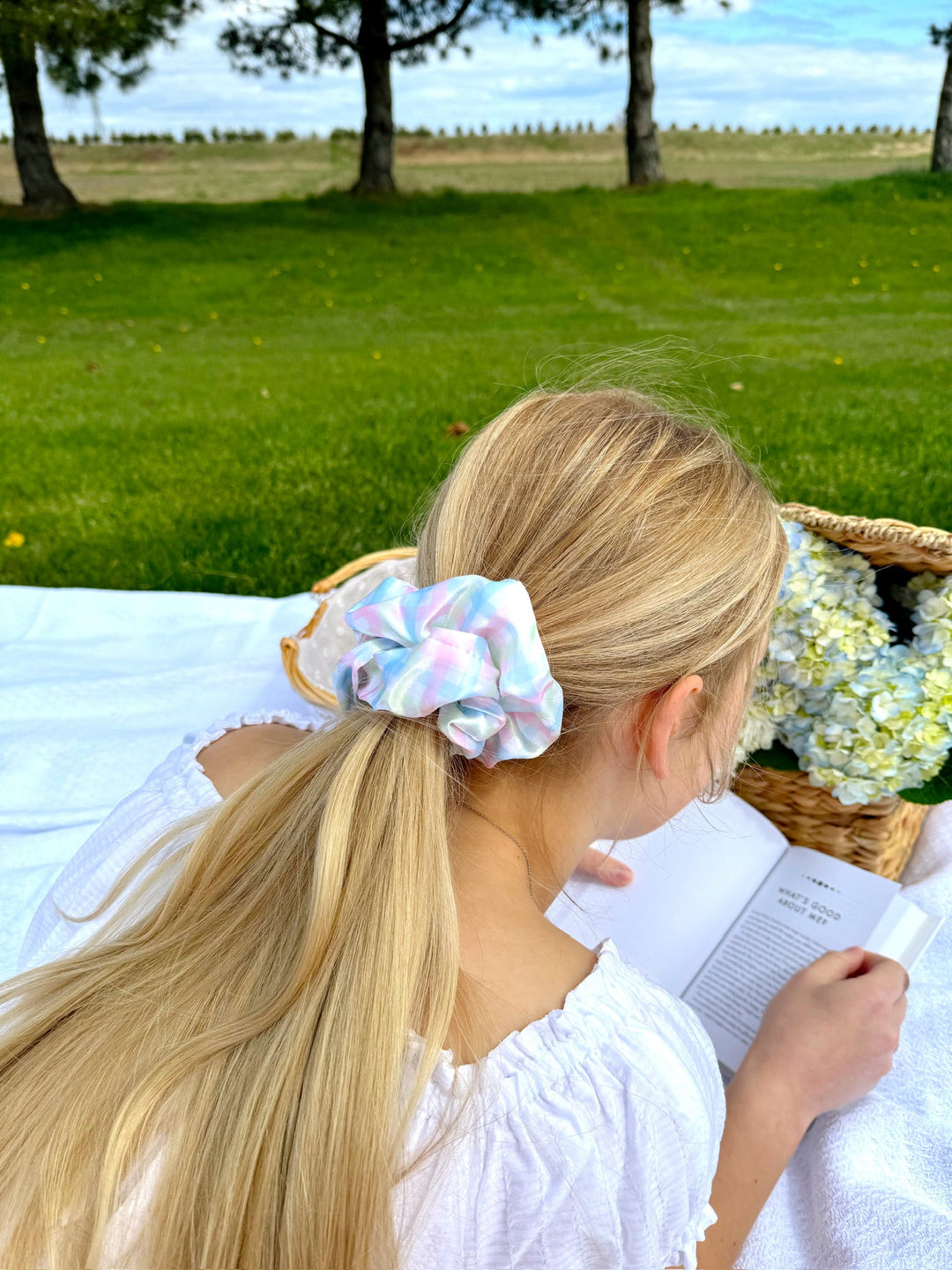 PASTEL GINGHAM - Printed Silk Scrunchie - Beyond Scrunchies