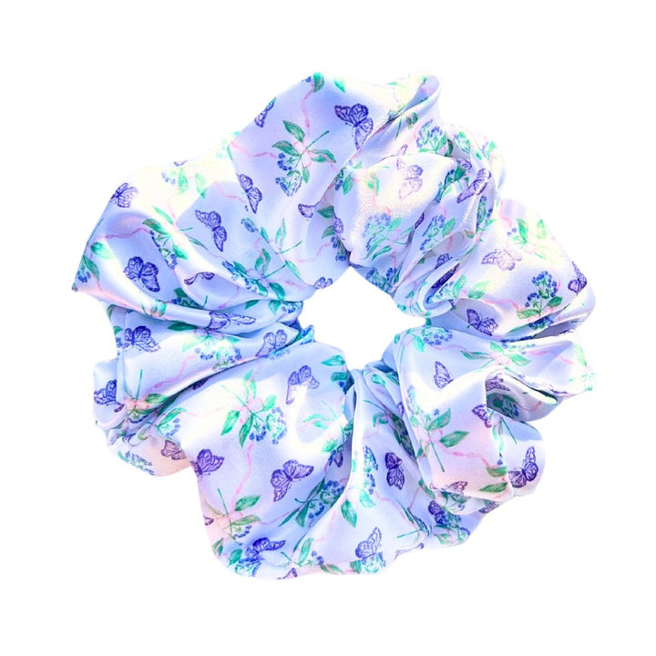 PURPLE BUTTERFLY - Printed Silk Scrunchie - Beyond Scrunchies