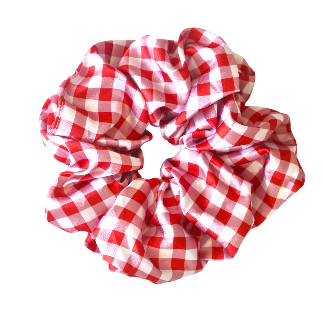 RED GINGHAM - Printed Silk Scrunchie - Beyond Scrunchies