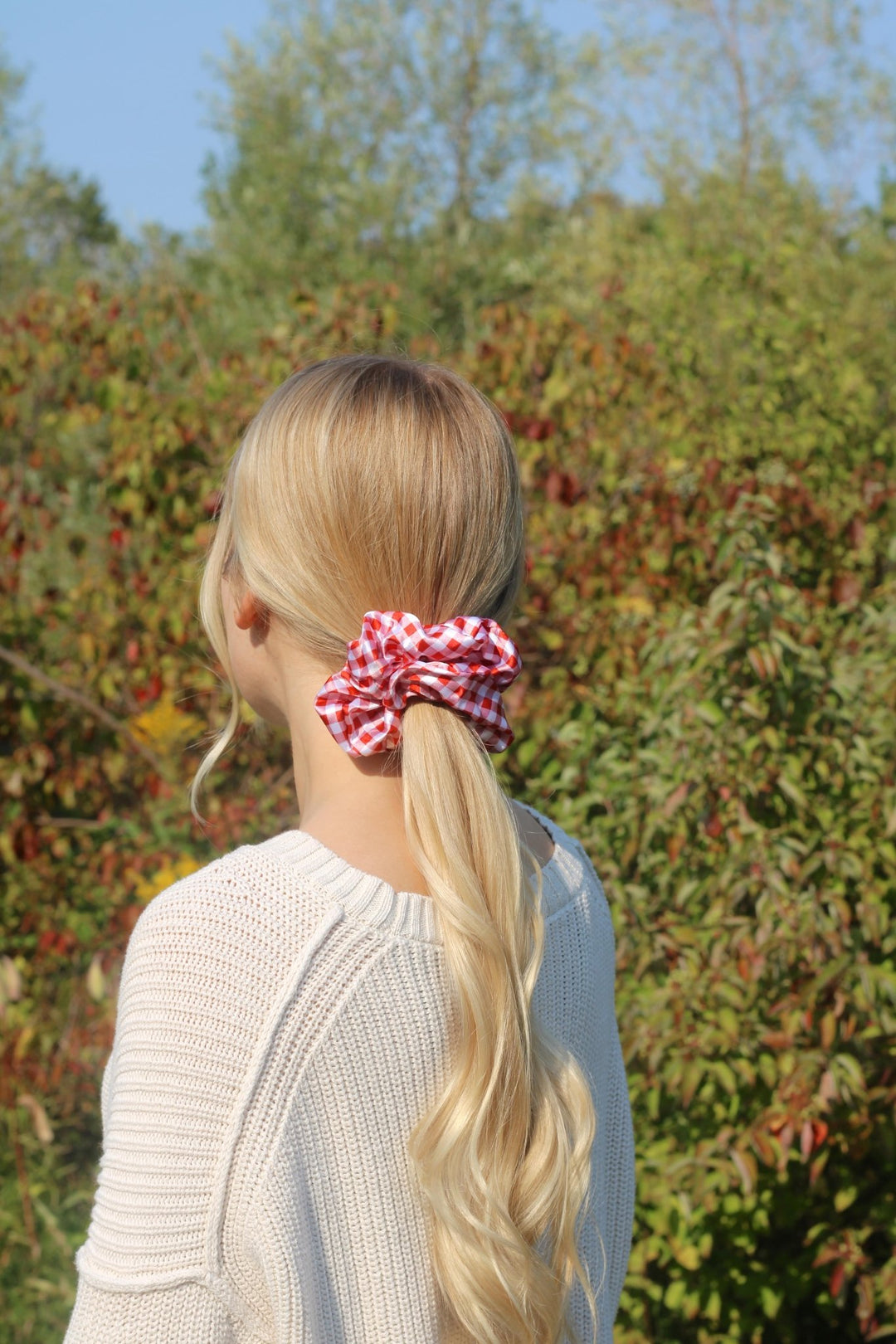 RED GINGHAM - Printed Silk Scrunchie - Beyond Scrunchies