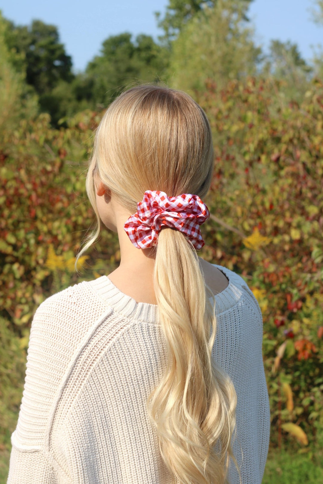 RED GINGHAM - Printed Silk Scrunchie - Beyond Scrunchies