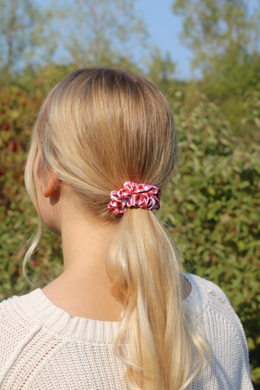 RED GINGHAM - Silk Skinny Scrunchie - Beyond Scrunchies