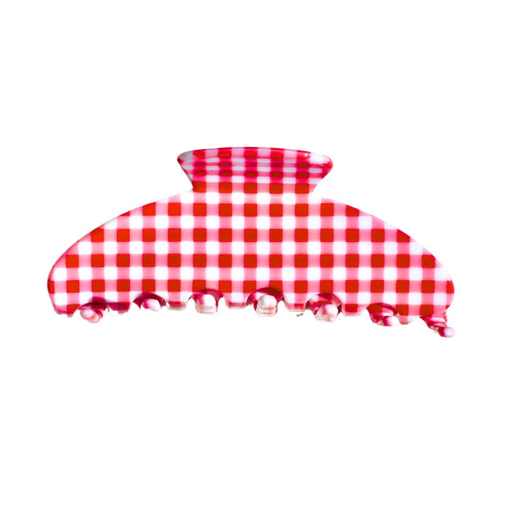 ROUNDED CLAW CLIP - RED GINGHAM - Beyond Scrunchies