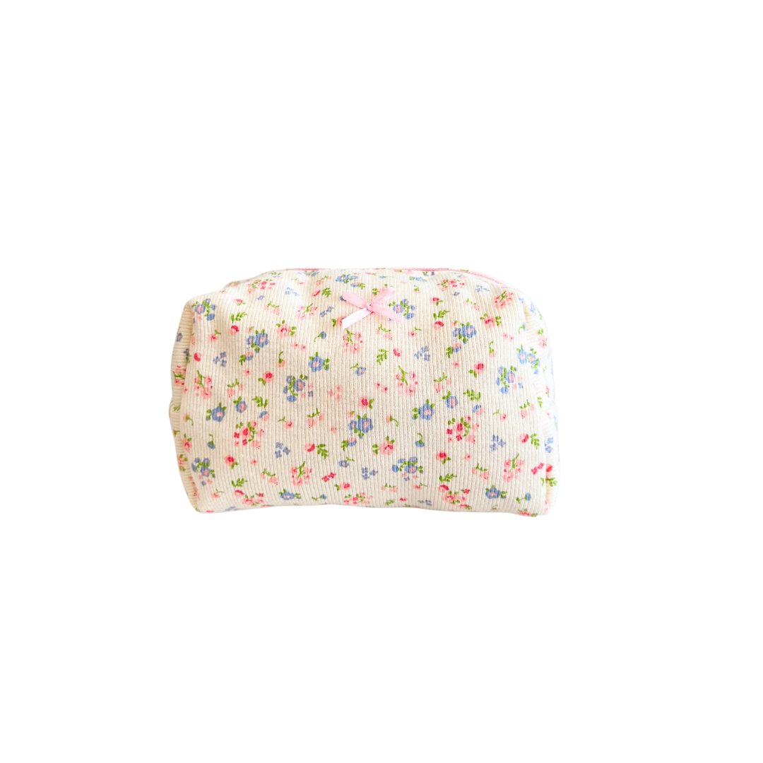 SMALL MAKEUP BAG - RIBBED FLORAL - Beyond Scrunchies