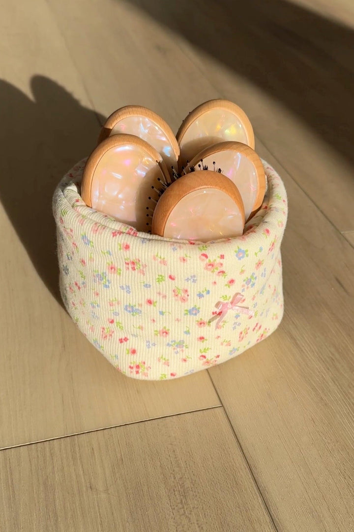 SMALL PUFF BUCKET ORGANIZER - RIBBED FLORAL - Beyond Scrunchies