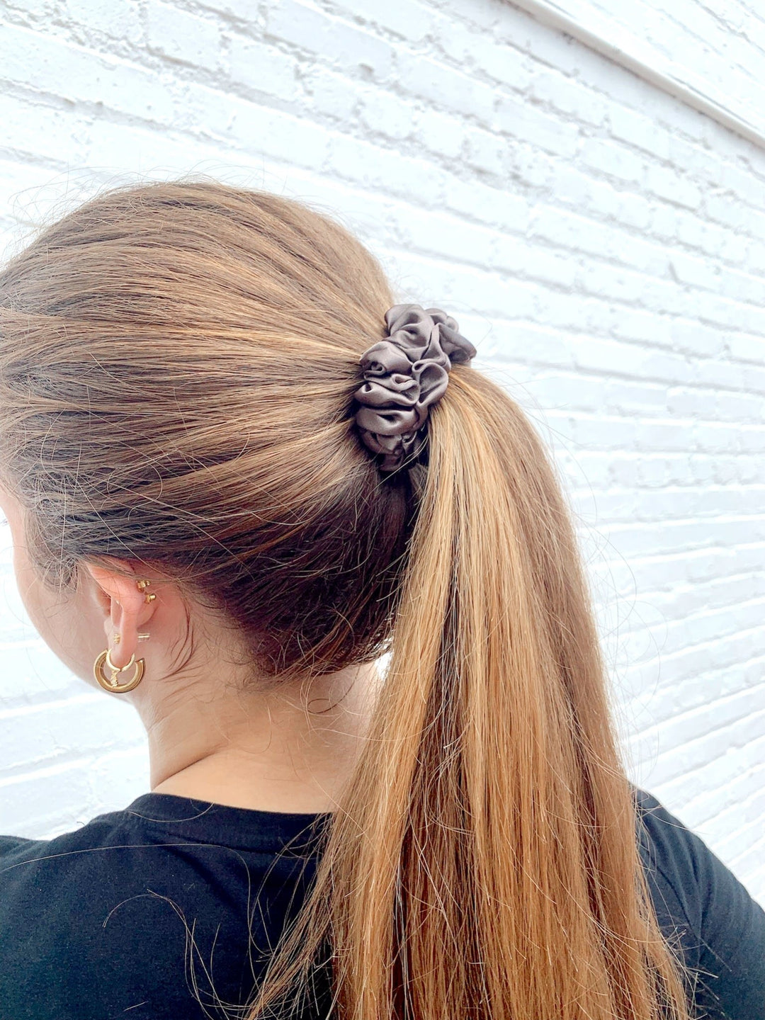 CHARCOAL - Silk Skinny Scrunchie - Beyond Scrunchies