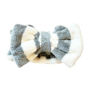 GRAY & WHITE - Microfiber Towel Headband - Beyond Scrunchies