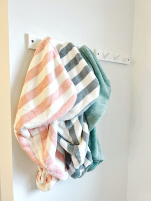 GRAY & WHITE - Microfiber Towel Wrap - Beyond Scrunchies