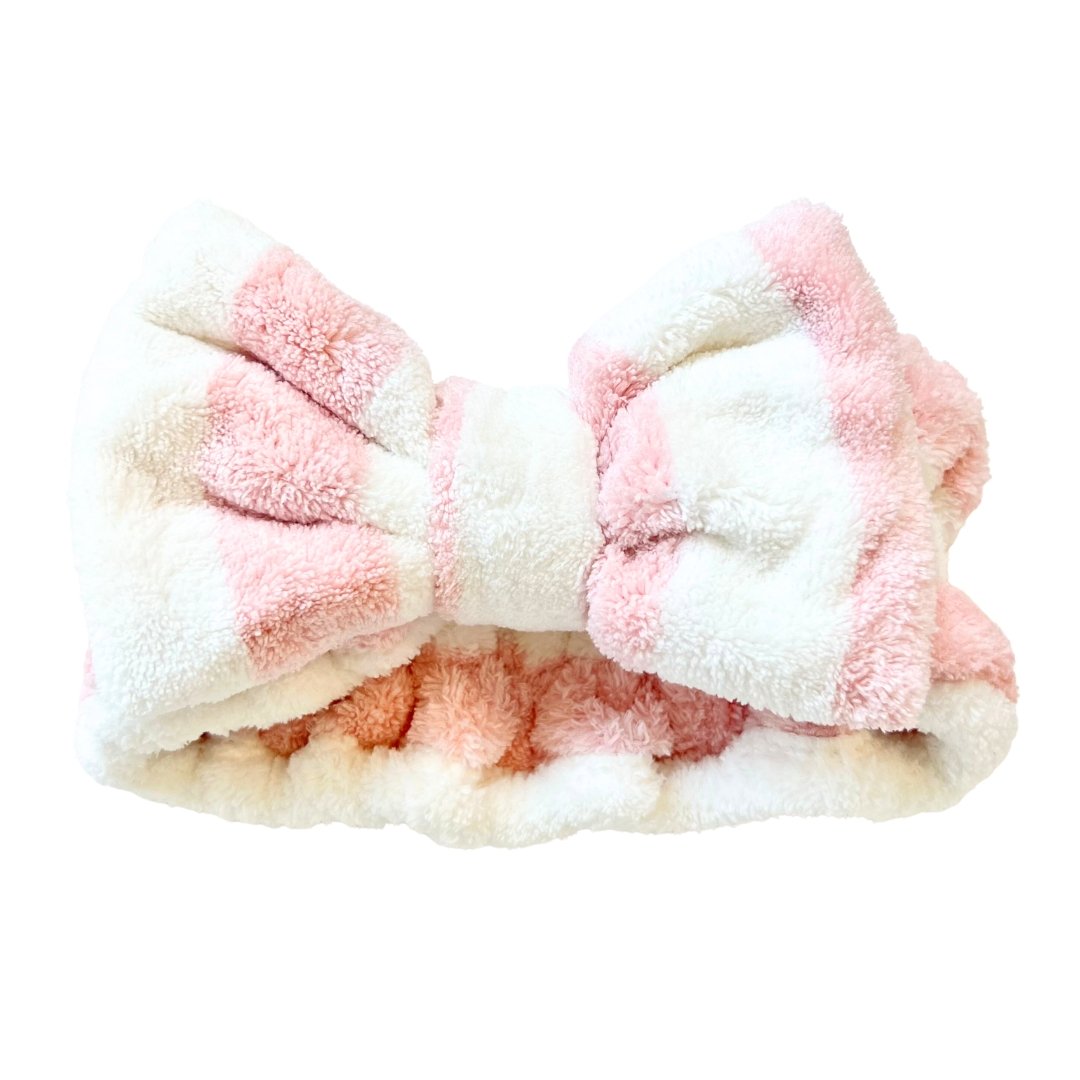 PINK & WHITE - Microfiber Towel Headband - Beyond Scrunchies