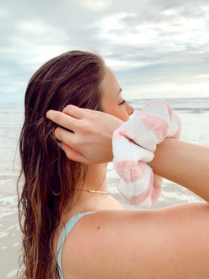 PINK & WHITE - Microfiber Towel Scrunchie - Beyond Scrunchies