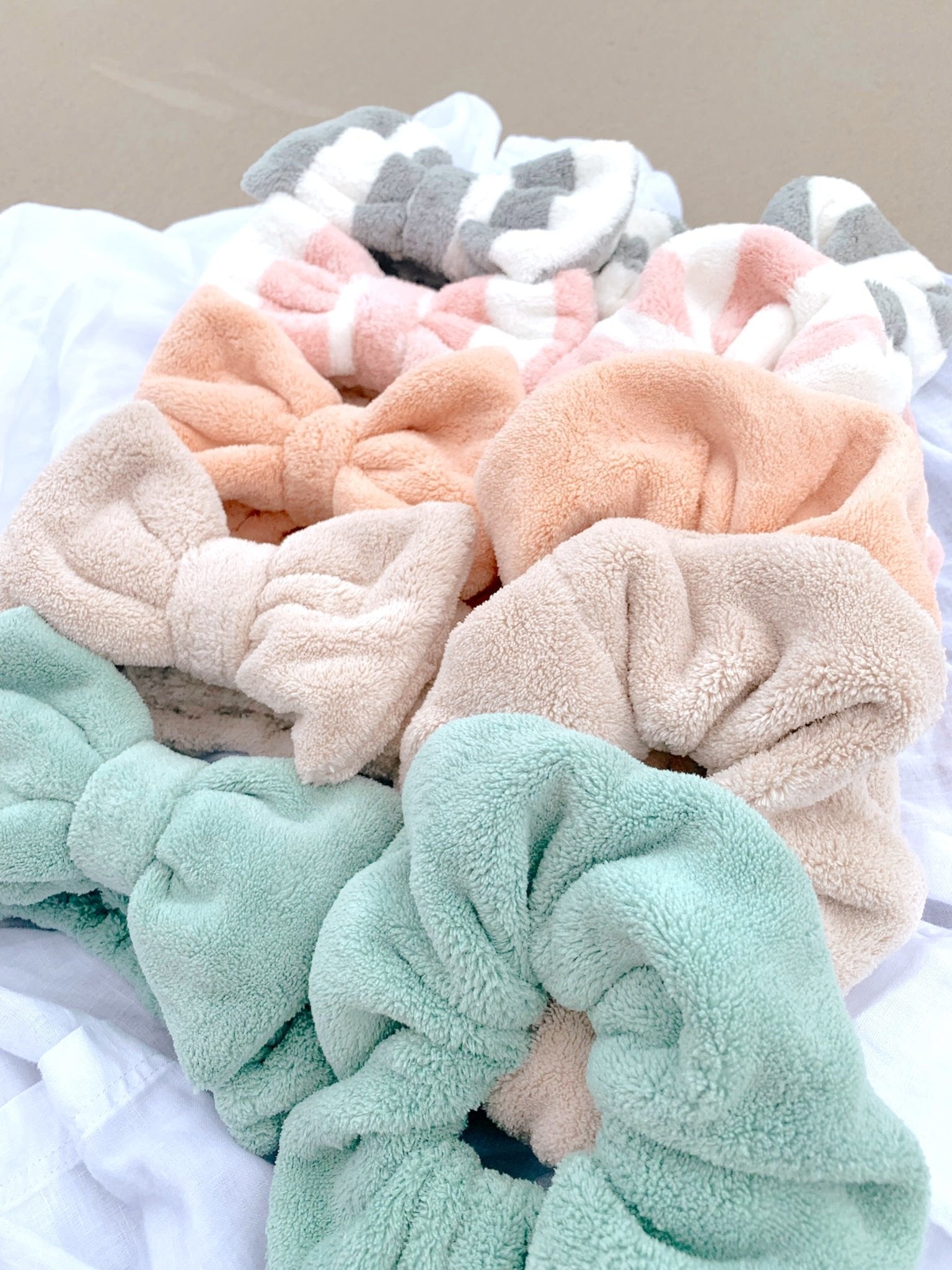 PINK & WHITE - Microfiber Towel Scrunchie - Beyond Scrunchies