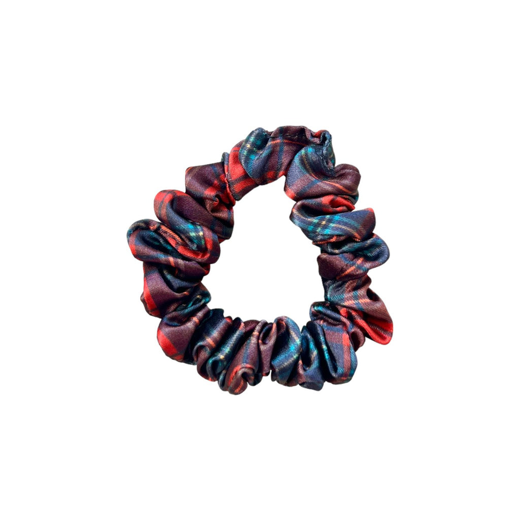 RED TARTAN - Silk Skinny Scrunchie - Beyond Scrunchies