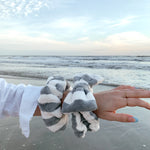 SET OF MICROFIBER TOWEL SCRUNCHIE & HEADBAND SET - Gray & White - Beyond Scrunchies