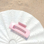 SQUARE PRINTED CLAW CLIP - PINK GINGHAM - Beyond Scrunchies