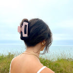 SQUARE PRINTED CLAW CLIP - PINK GINGHAM - Beyond Scrunchies