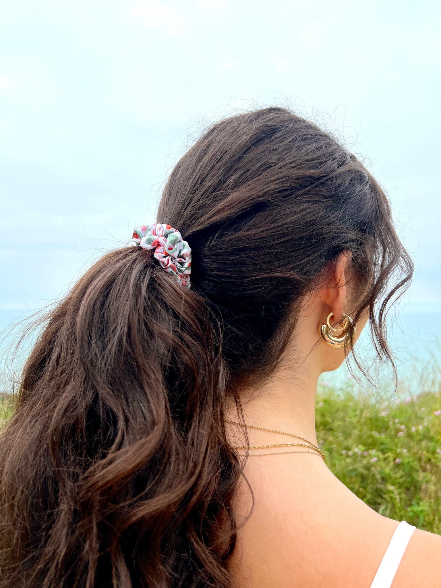 STRAWBERRY FIELDS - Silk Skinny Scrunchie - Beyond Scrunchies