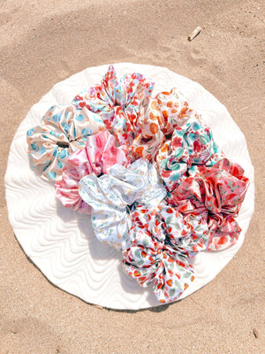 TROPICAL FLORALS - Printed Silk Scrunchie - Beyond Scrunchies