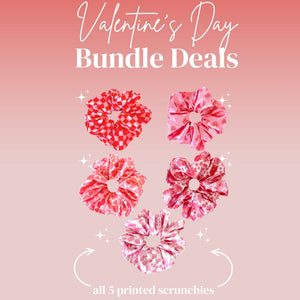 VDAY BUNDLE - 5 PRINTED SCRUNCHIES - Beyond Scrunchies